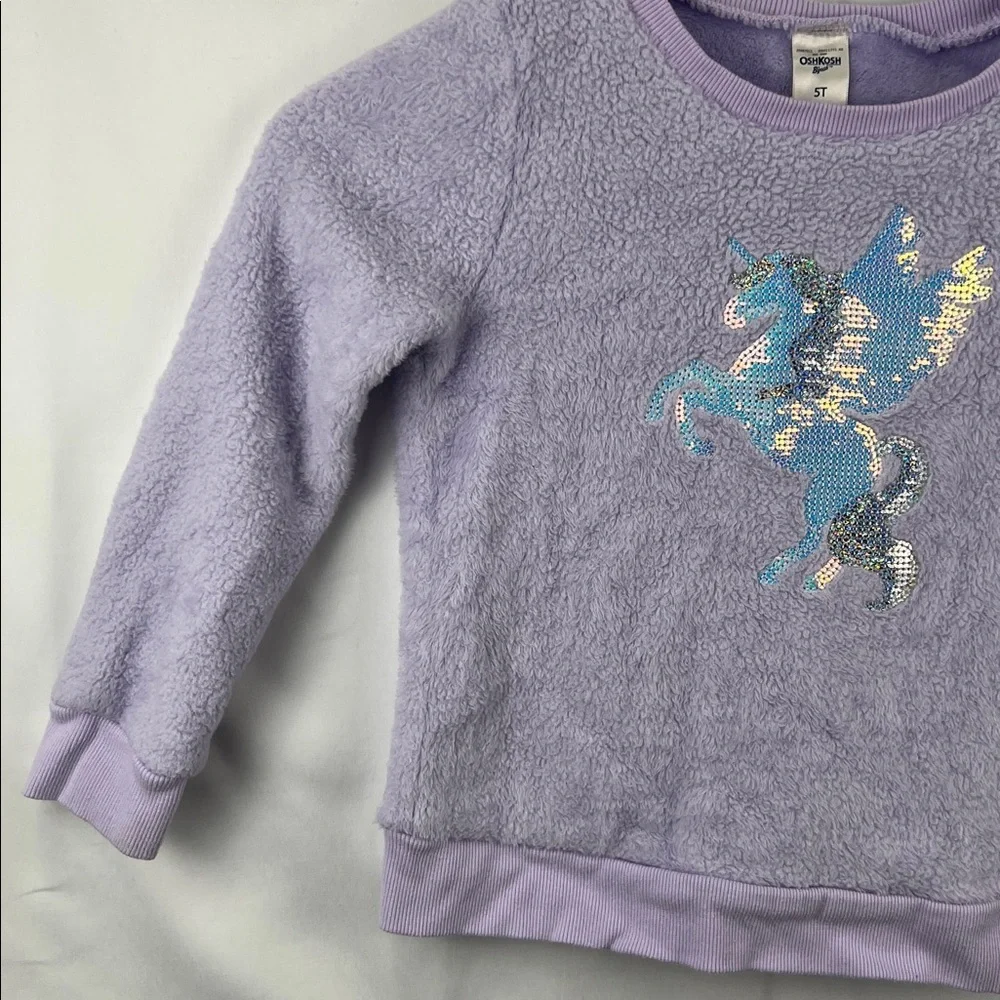 Osh Kosh - Girl’s Sweatshirt - Furry Flannel - Unicorn - Purple - 5t